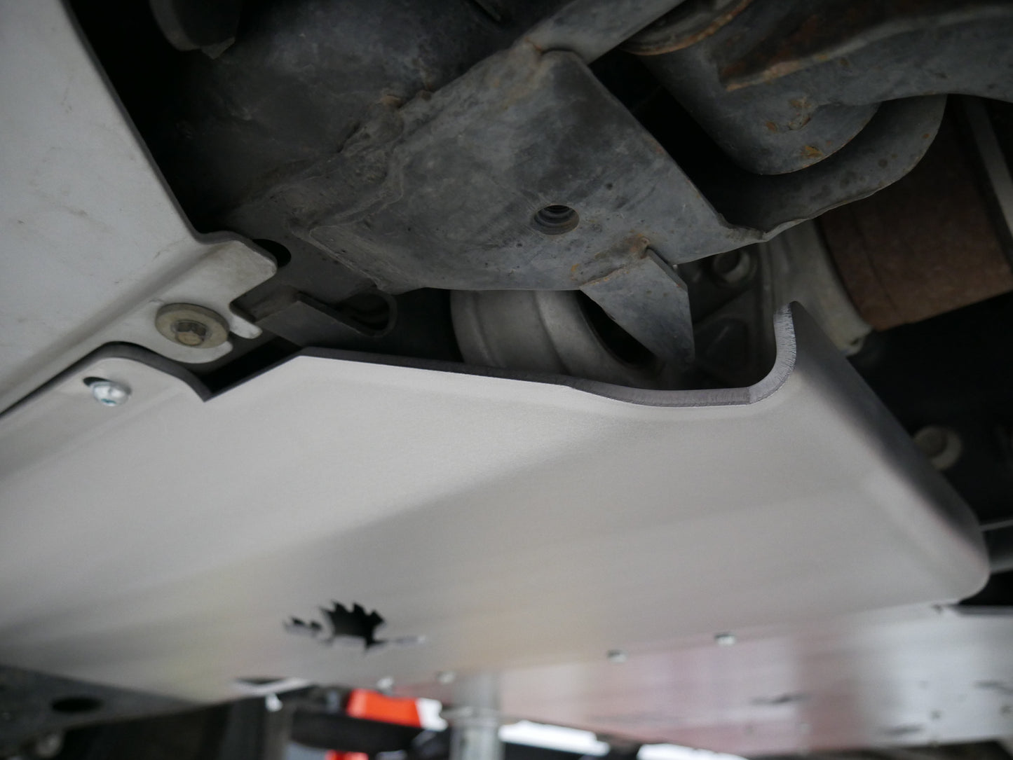 Engine skid plate driver side view