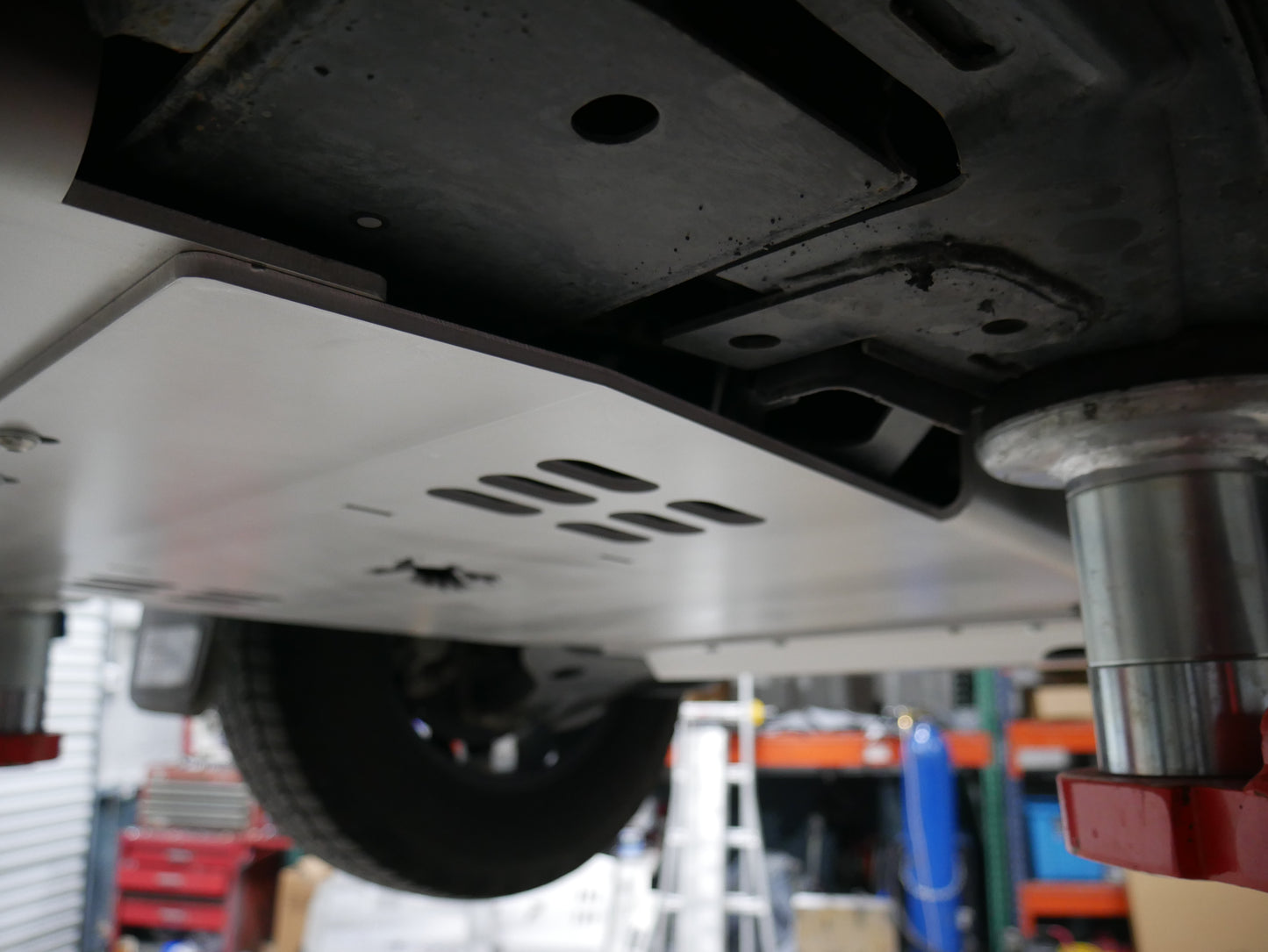 Transmission skid plate passenger side view
